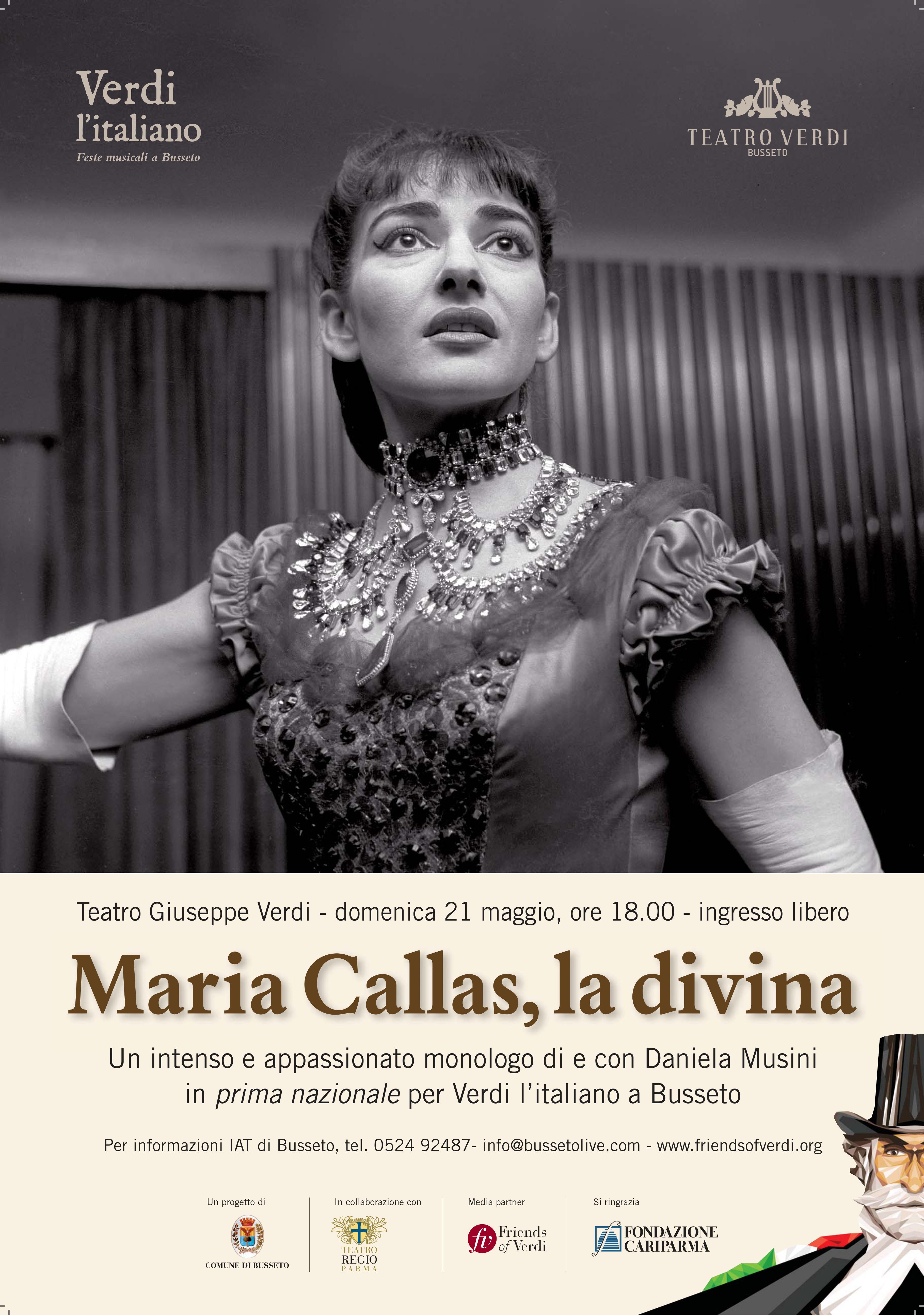 Locandina spettacolo Maria Callas La Divina al Teatro Verdi di Busseto (Parma)